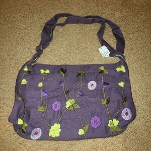J. Francis Purple Floral Embroidered Women's Bag